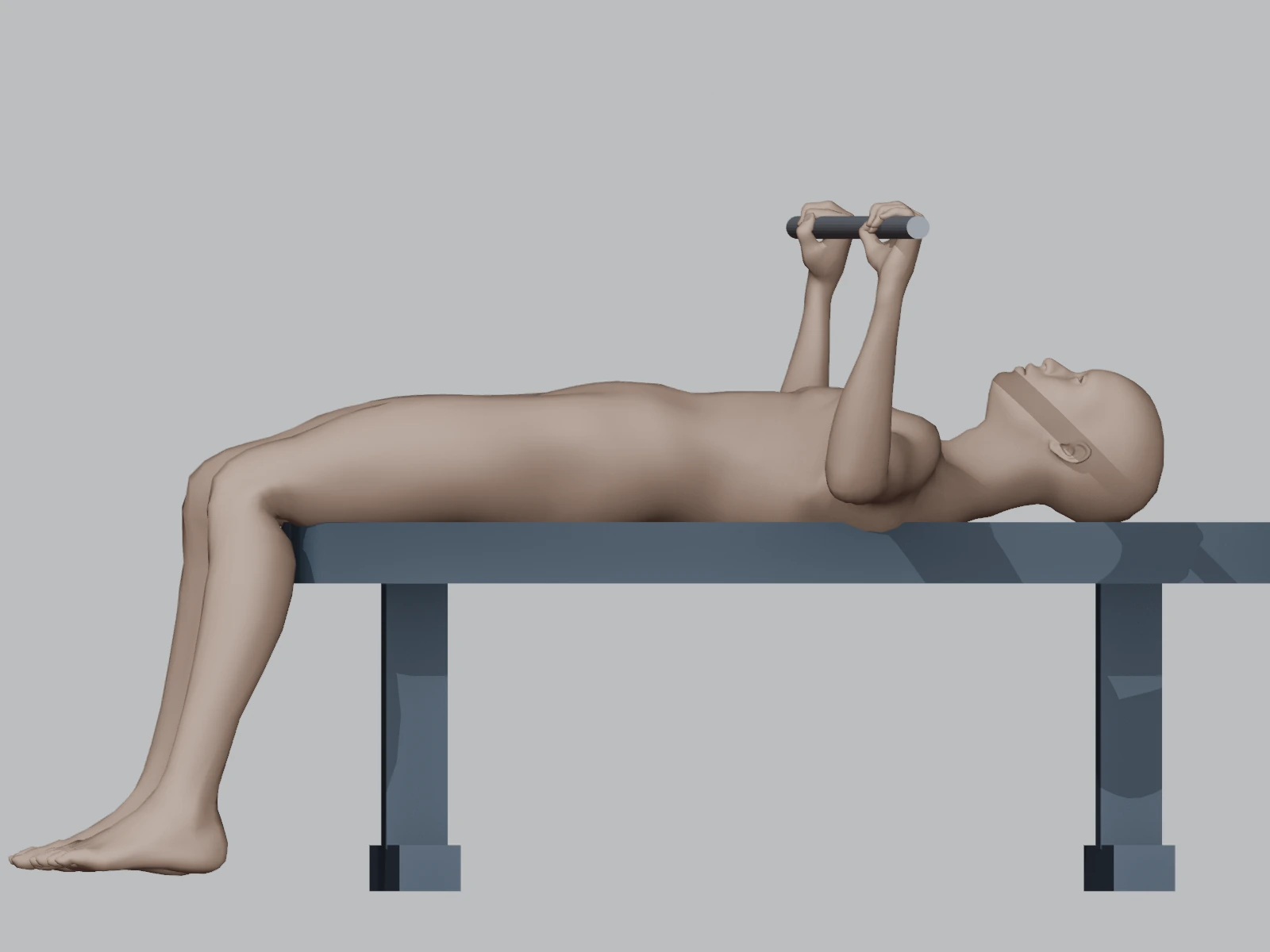 Bench press bottom position shown from the side
