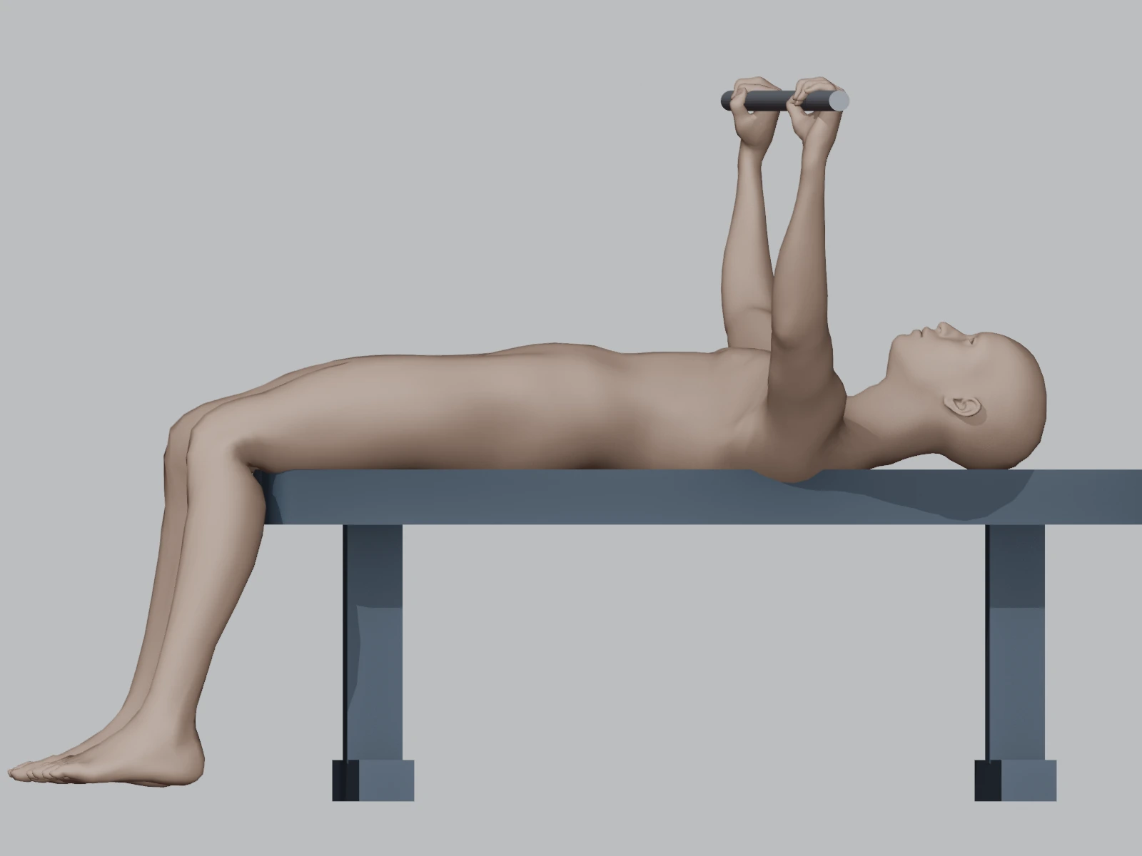 Bench press start position shown from the side