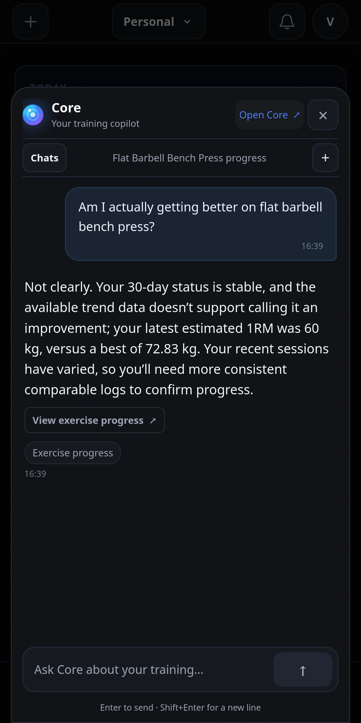 IronYou Core reviewing Flat Barbell Bench Press history and explaining why comparable records matter