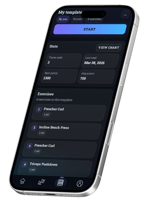 IronYou workout screen